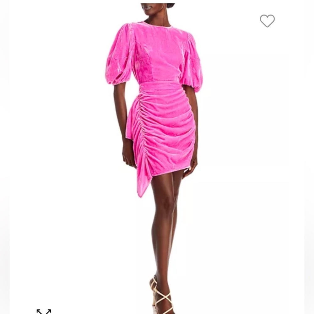 Rhode Pia Puff Sleeve Draped Dress pink velvet 22644 - Picture 3 of 14